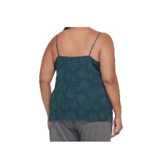 Calvin Klein Plus Size Floral Jacquard Camisole Top in Forest Green 2X NWT - Picture 2 of 2